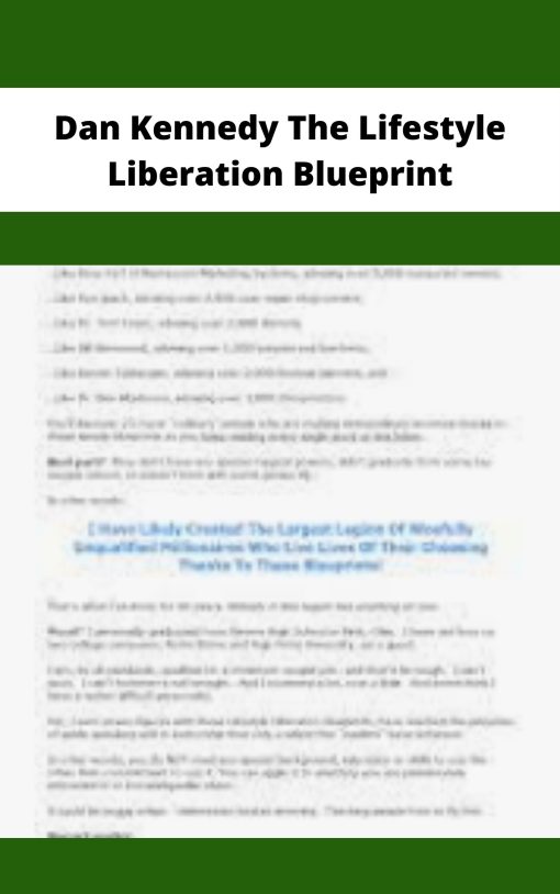 Dan Kennedy The Lifestyle Liberation Blueprint